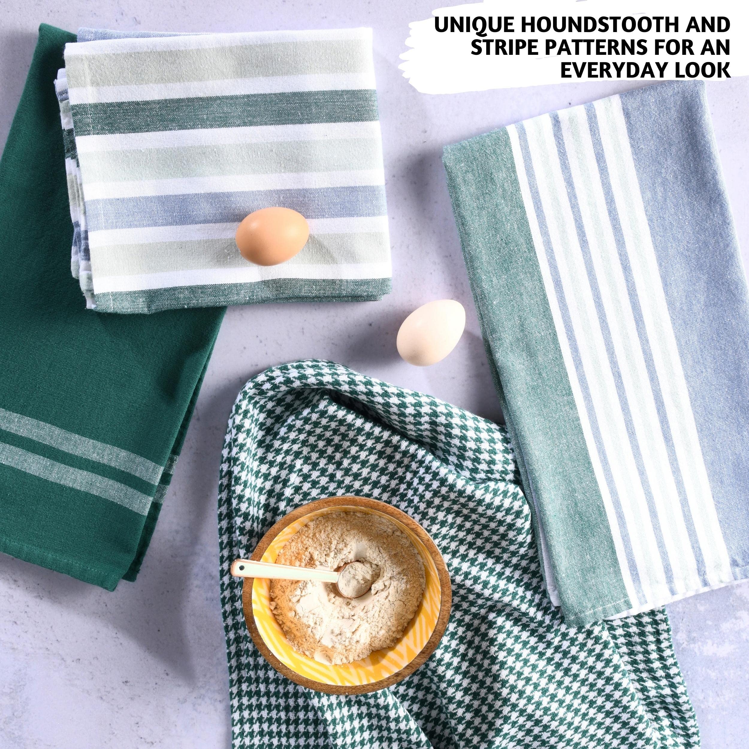 Folkulture 20" x 28" Set of 4 Kitchen Towel Houndstooth Jungle Green