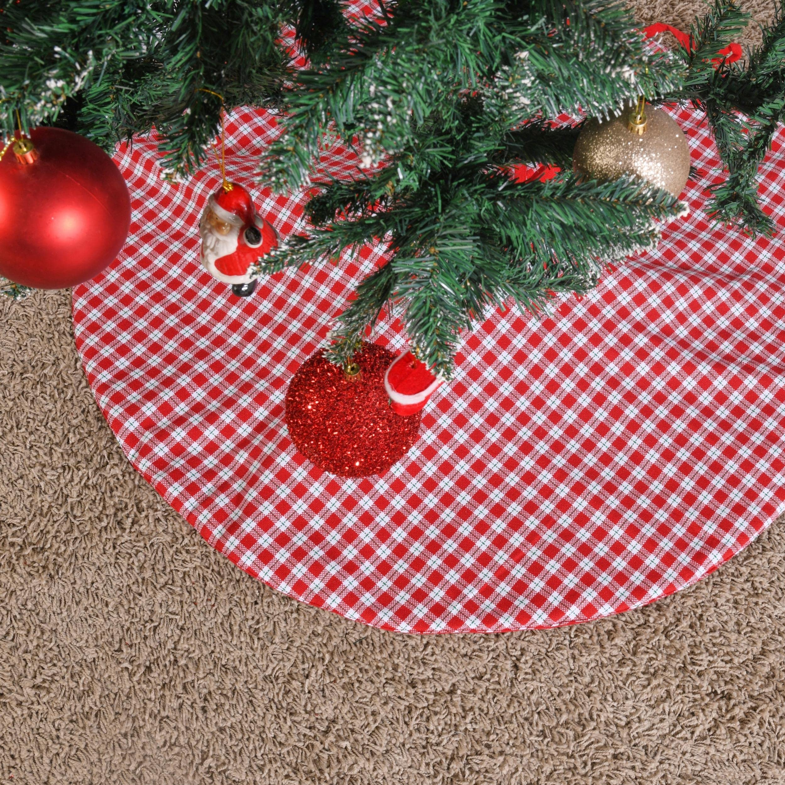 Folkulture 36" Round Red Checks Tree Skirt