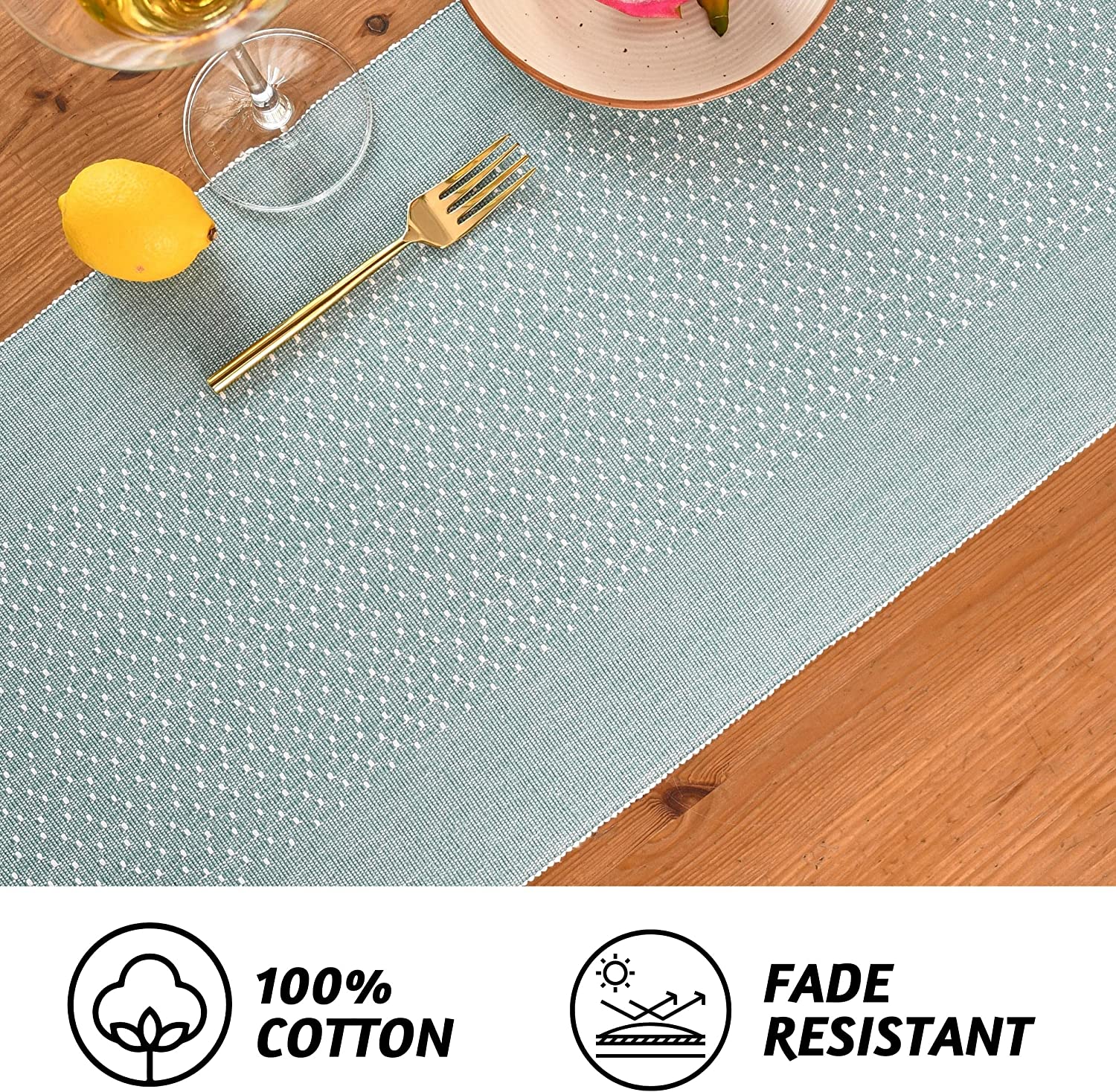 Classic Ribbed Table Runner - Aqua – Folkulture India